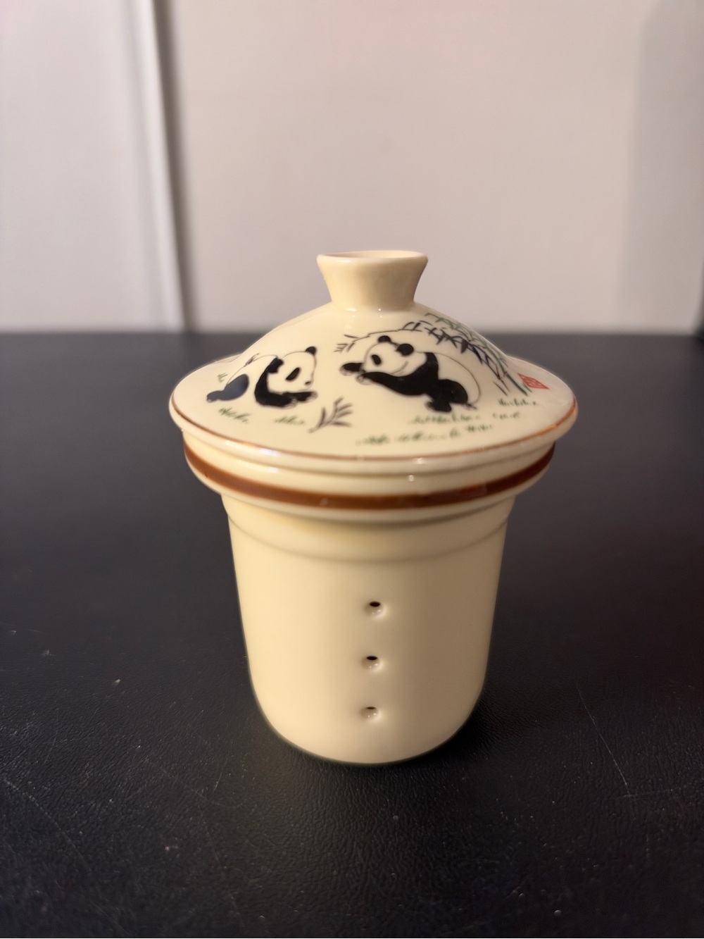 Ceramic Panda Loose Leaf Tea Infuser Strainer Cup With Lid Asian Tea Steeper